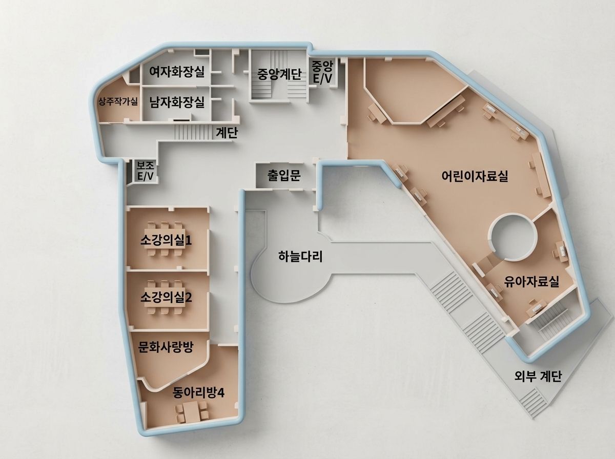 진천군립도서관 1층 평면도